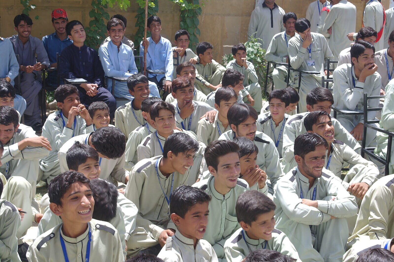 Young volunteers assemble for a community program