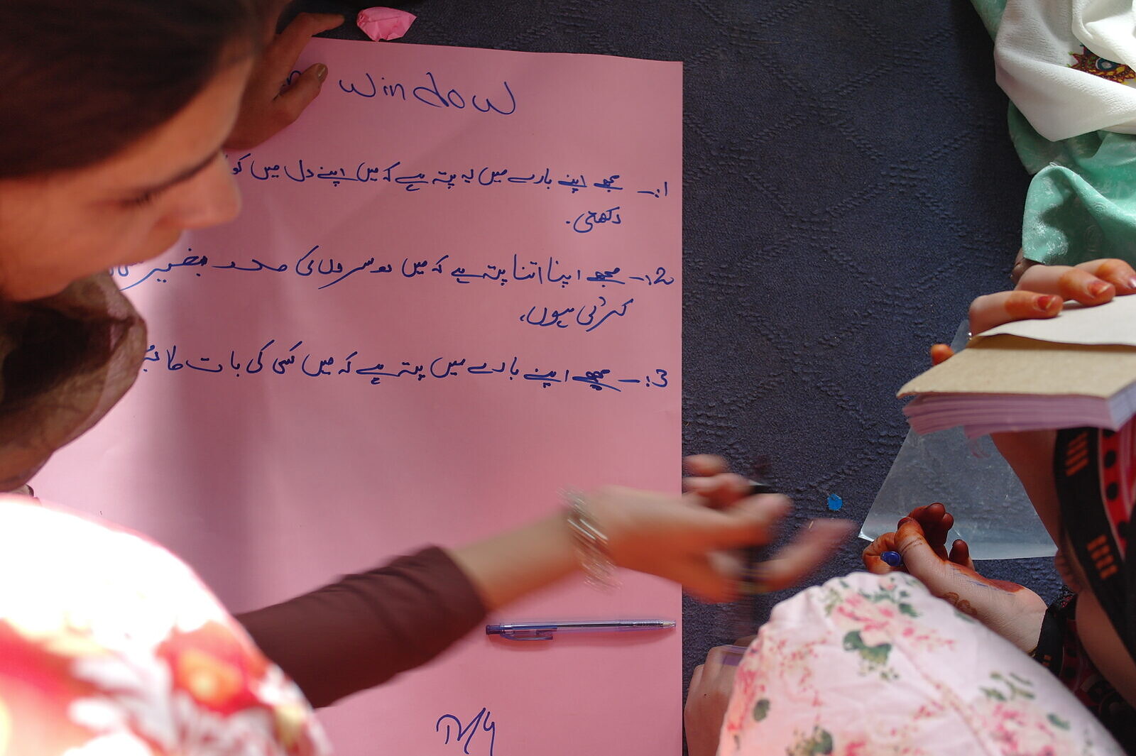 Participants in a community workshop exercise