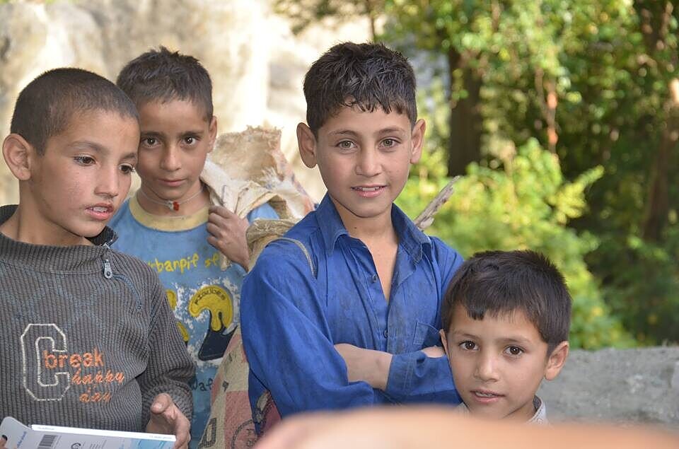Kids gathered together outdoors